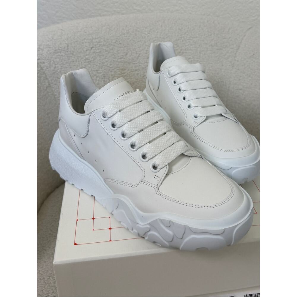 sale ends 6/7 Alexander McQueen All-White Chunky Leather Sneakers 38.5